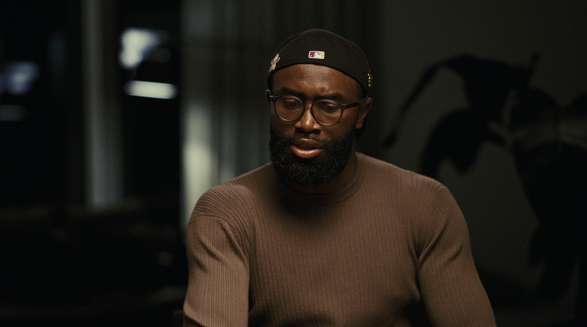 Jaylen Brown listening during the interview